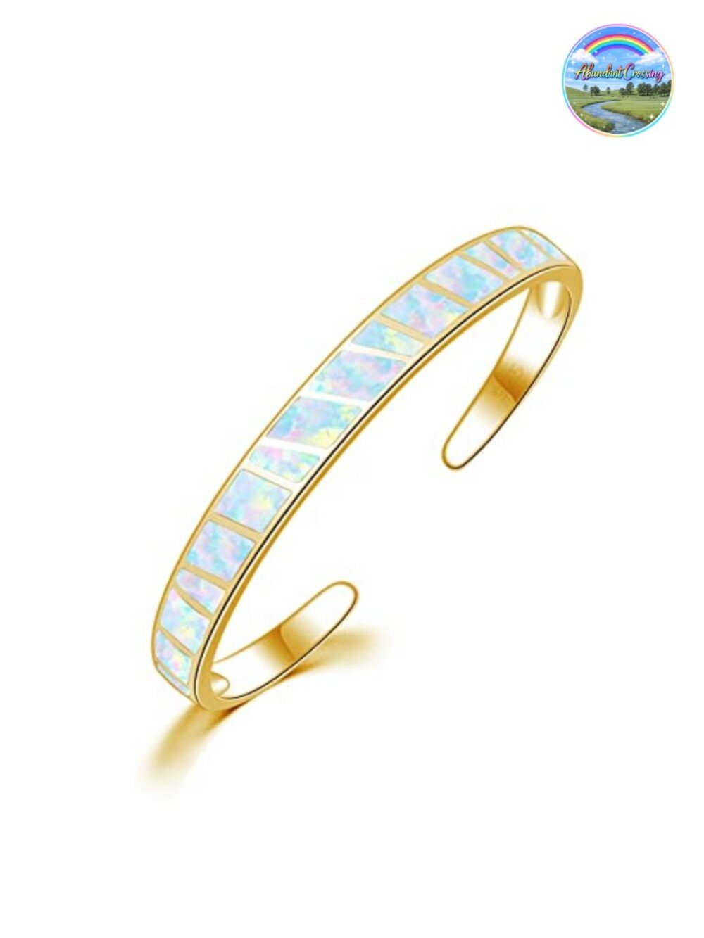 Cuff Bracelet Gold Plated Hypoallergenic with Fire Opal Bangle